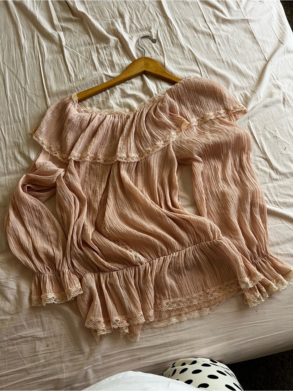 Zara Blush Pink Off-Shoulder Ruffle Blouse